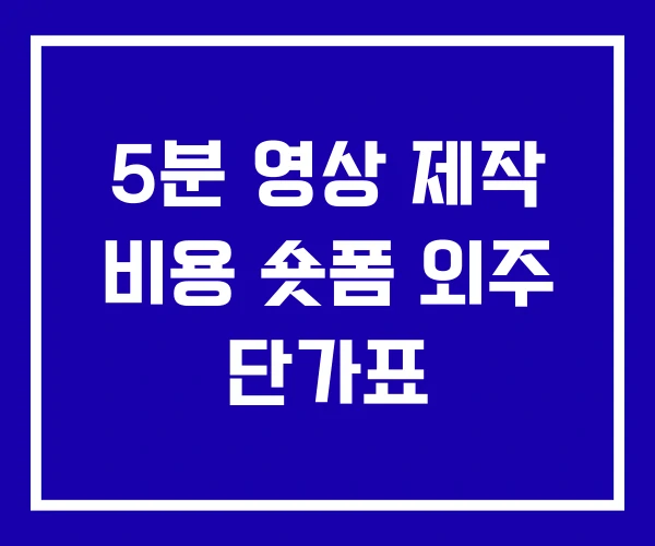 5분 영상 제작 비용 숏폼 외주 단가표