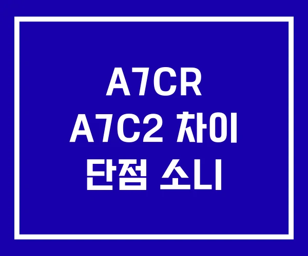 A7CR A7C2 차이 단점 소니 A7CR A7C2 차이 단점 소니