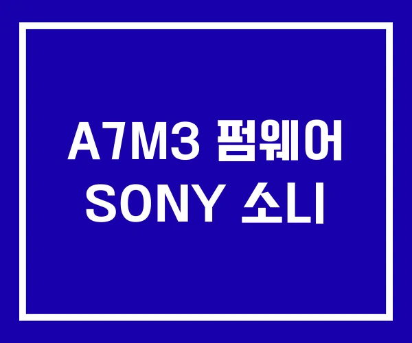 A7M3 펌웨어 SONY 소니 A7M3 펌웨어 SONY 소니