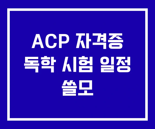 ACP 자격증 독학 시험 일정 쓸모