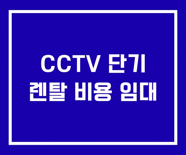 CCTV 단기 렌탈 비용 임대 CCTV 단기 렌탈 비용 임대