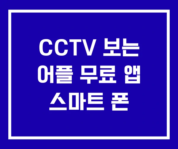 CCTV 보는 어플 무료 앱 스마트 폰