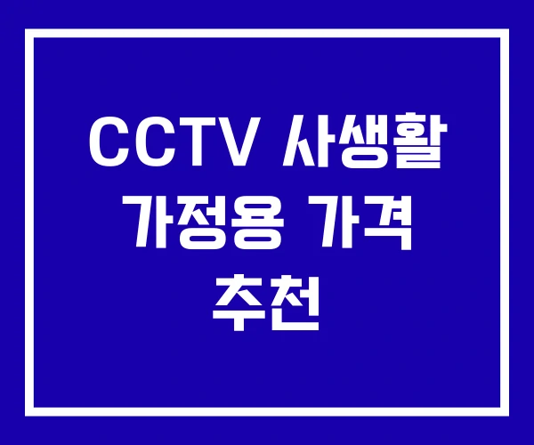 CCTV 사생활 가정용 가격 추천