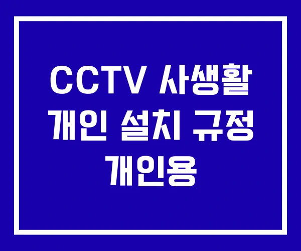 CCTV 사생활 개인 설치 규정 개인용