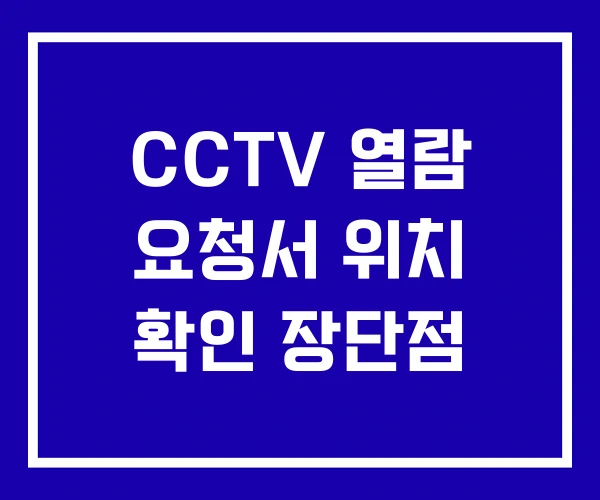 CCTV 열람 요청서 위치 확인 장단점