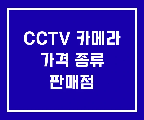 CCTV 카메라 가격 종류 판매점