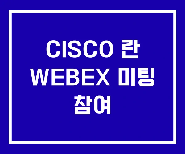 CISCO 란 WEBEX 미팅 참여