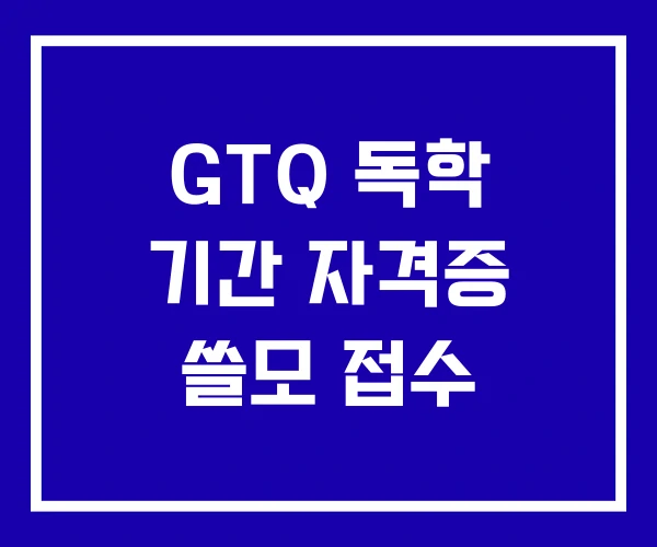 GTQ 독학 기간 자격증 쓸모 접수