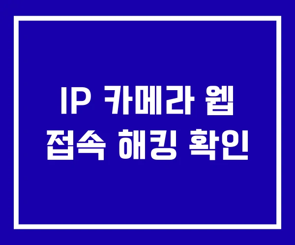 IP 카메라 웹 접속 해킹 확인