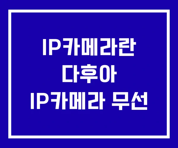 IP카메라란 다후아 IP카메라 무선