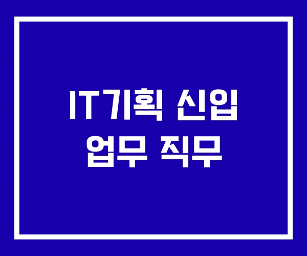 IT기획 신입 업무 직무