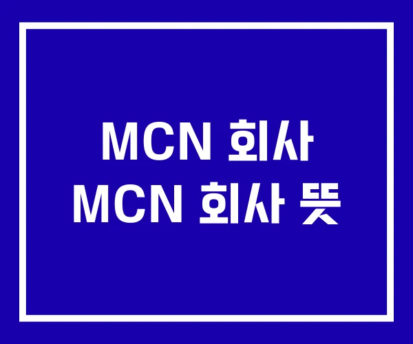 MCN 회사 MCN 회사 뜻