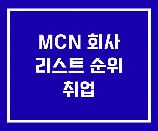 MCN 회사 리스트 순위 취업