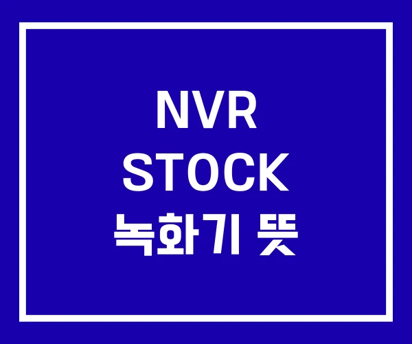 NVR STOCK 녹화기 뜻