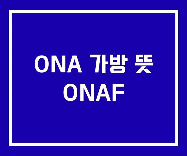 ONA 가방 뜻 ONAF ONA 가방 뜻 ONAF