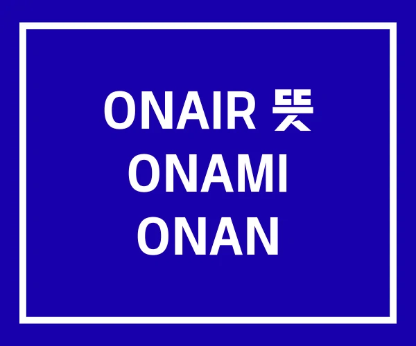 ONAIR 뜻 ONAMI ONAN ONAIR 뜻 ONAMI ONAN