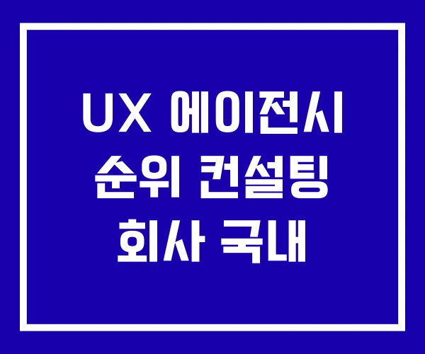 UX 에이전시 순위 컨설팅 회사 국내