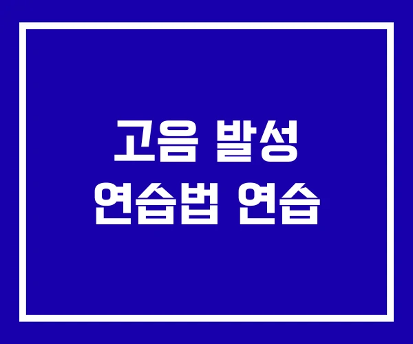 고음 발성 연습법 연습 고음 발성 연습법 연습