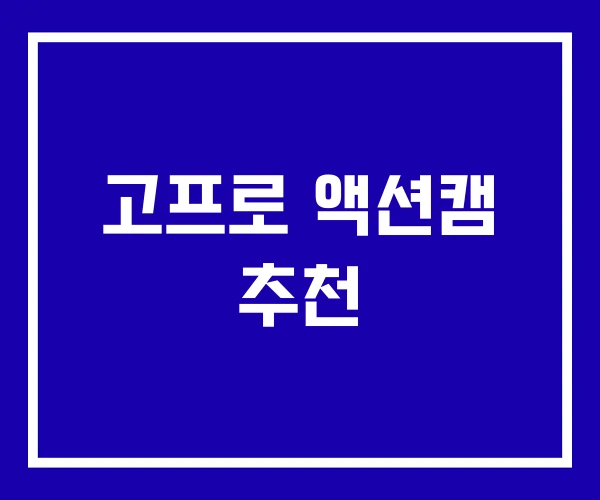 고프로 액션캠 추천