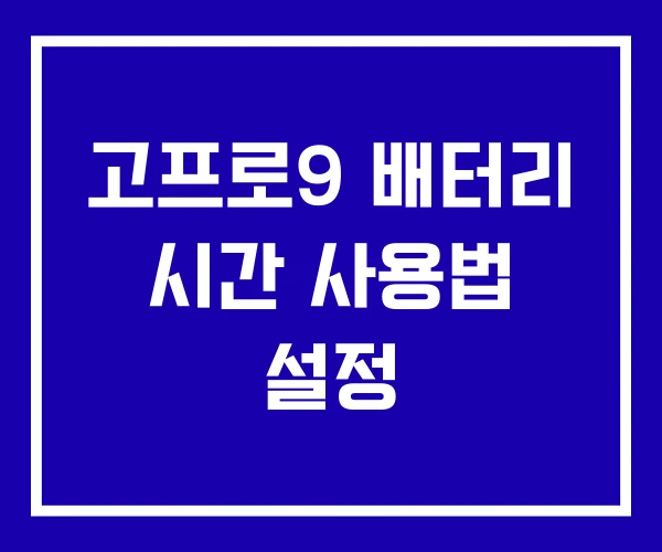 고프로9 배터리 시간 사용법 설정
