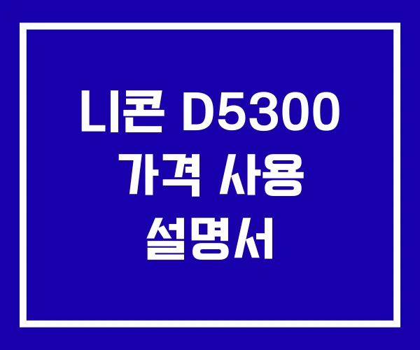 니콘 D5300 가격 사용 설명서