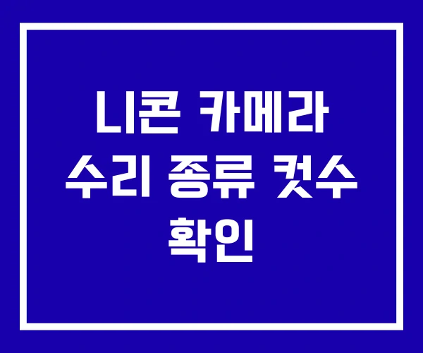 니콘 카메라 수리 종류 컷수 확인