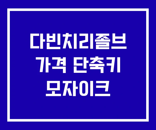 다빈치리졸브 가격 단축키 모자이크