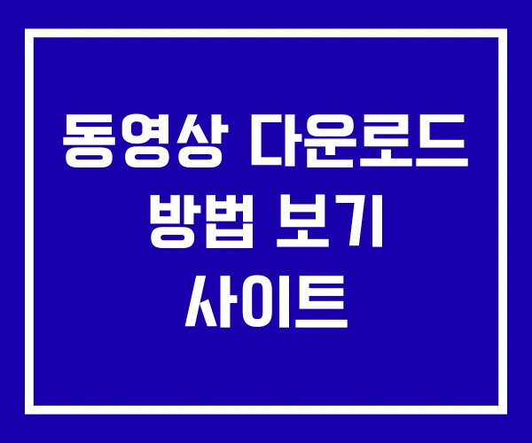 동영상 다운로드 방법 보기 사이트