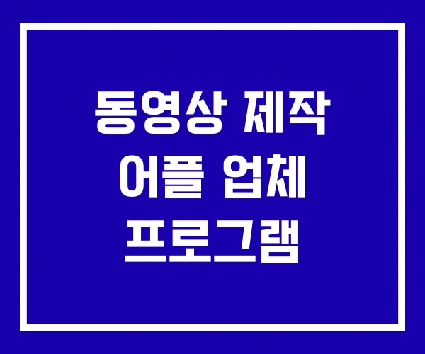 동영상 제작 어플 업체 프로그램