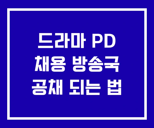 드라마 PD 채용 방송국 공채 되는 법