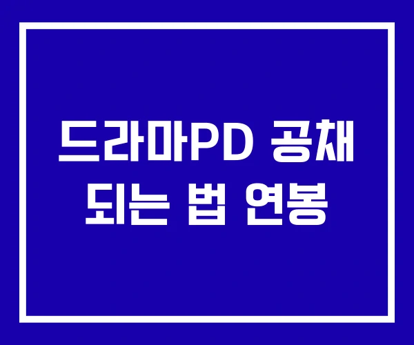드라마PD 공채 되는 법 연봉