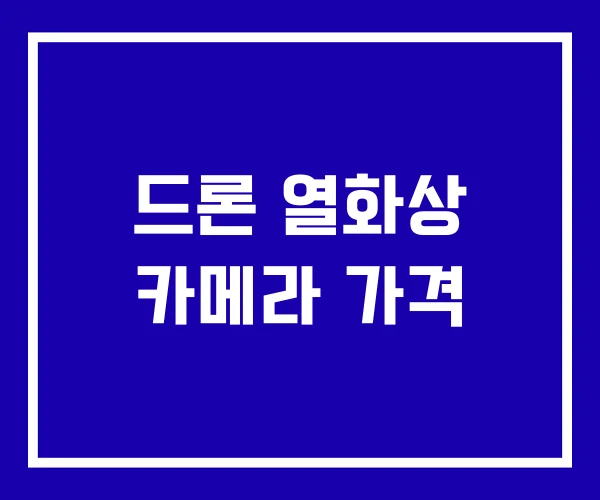 드론 열화상 카메라 가격