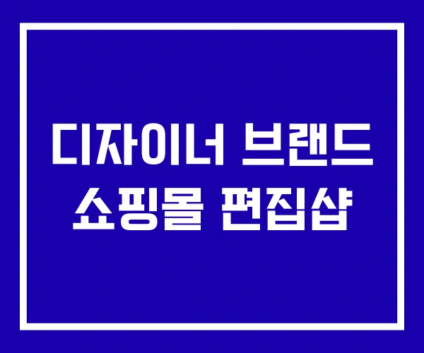 디자이너 브랜드 쇼핑몰 편집샵