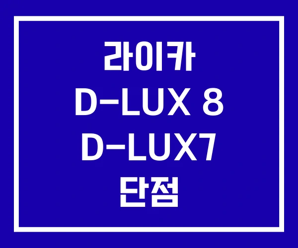 라이카 D-LUX 8 D-LUX7 단점