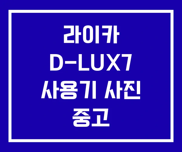 라이카 D-LUX7 사용기 사진 중고