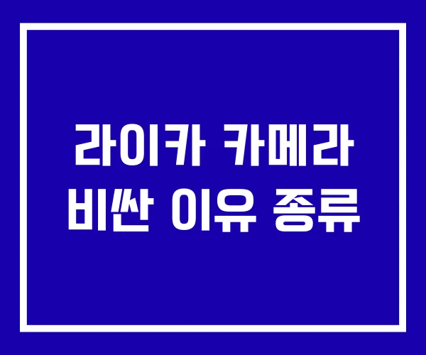라이카 카메라 비싼 이유 종류
