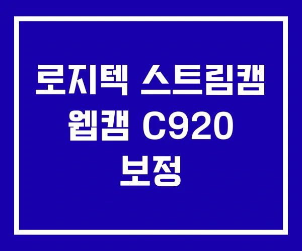 로지텍 스트림캠 웹캠 C920 보정
