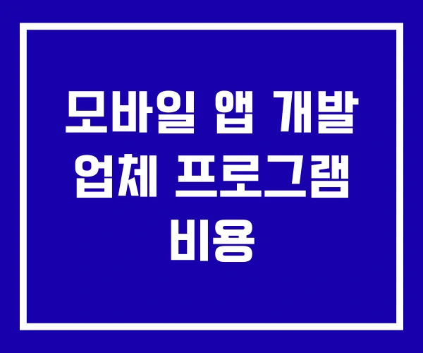 모바일 앱 개발 업체 프로그램 비용