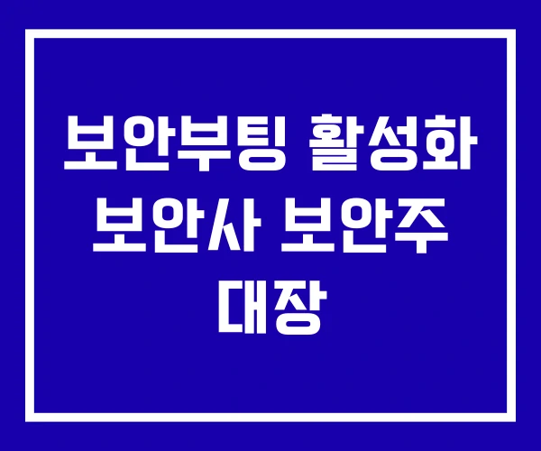 보안부팅 활성화 보안사 보안주 대장