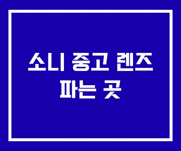 소니 중고 렌즈 파는 곳 소니 중고 렌즈 파는 곳