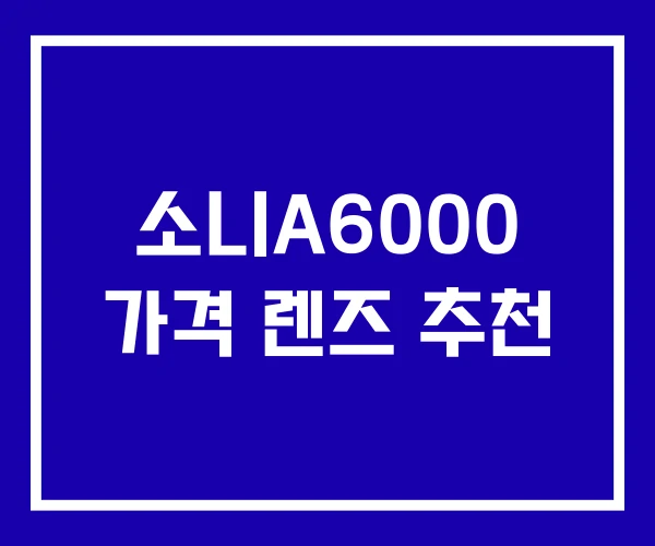 소니A6000 가격 렌즈 추천
