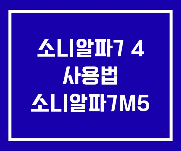 소니알파7 4 사용법 소니알파7M5