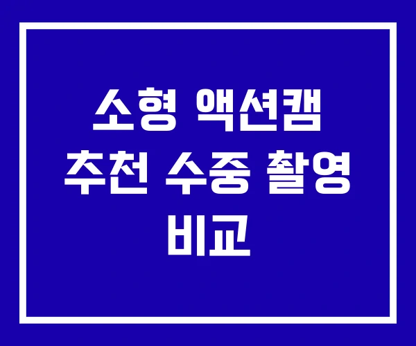 소형 액션캠 추천 수중 촬영 비교 소형 액션캠 추천 수중 촬영 비교
