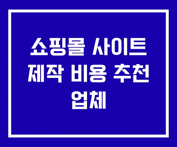 쇼핑몰 사이트 제작 비용 추천 업체