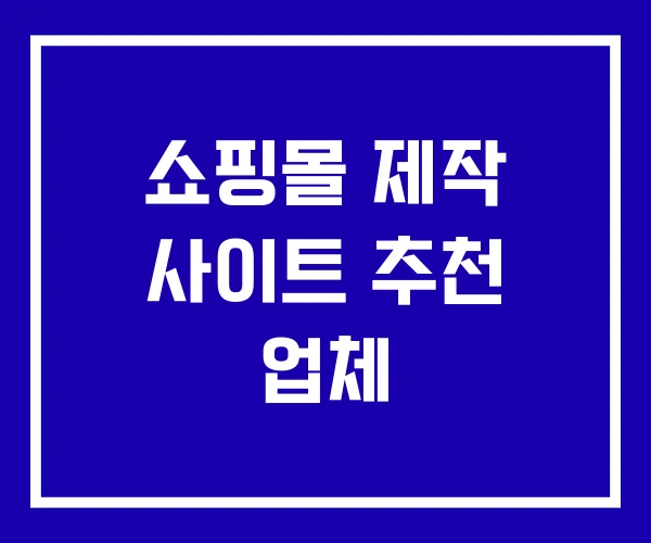 쇼핑몰 제작 사이트 추천 업체