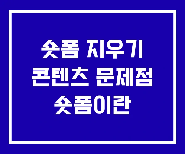 숏폼 지우기 콘텐츠 문제점 숏폼이란