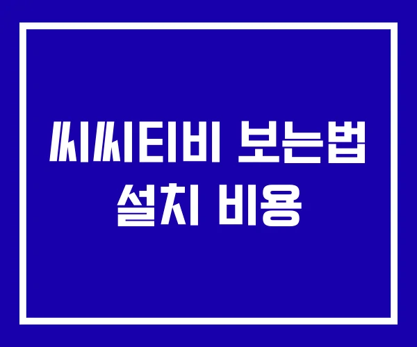 씨씨티비 보는법 설치 비용