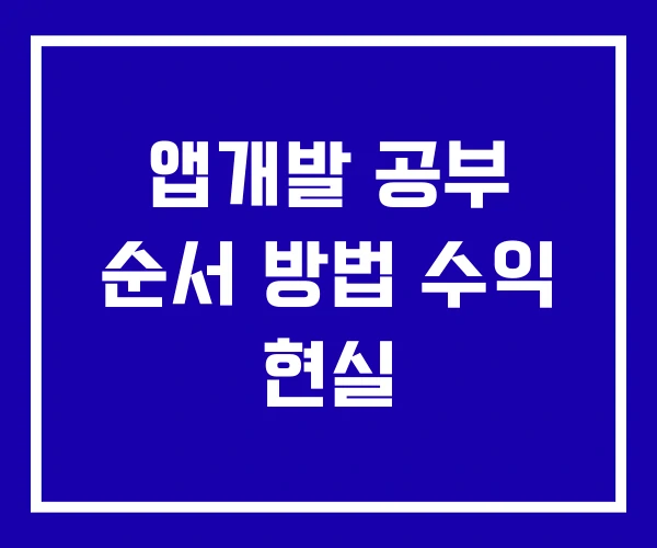 앱개발 공부 순서 방법 수익 현실 앱개발 공부 순서 방법 수익 현실