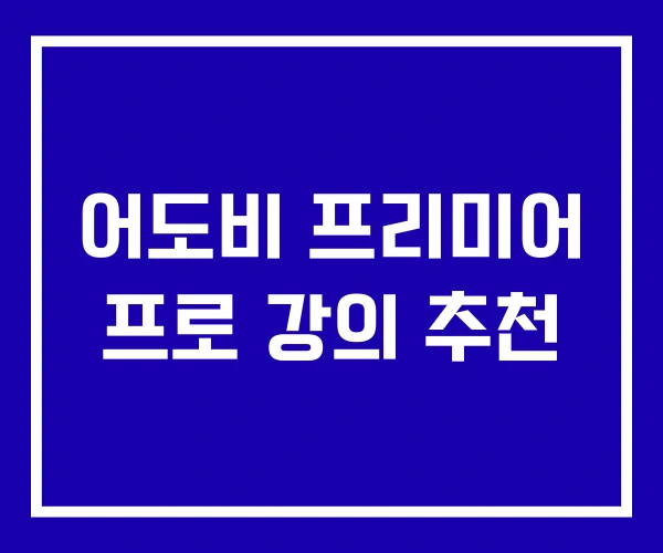 어도비 프리미어 프로 강의 추천