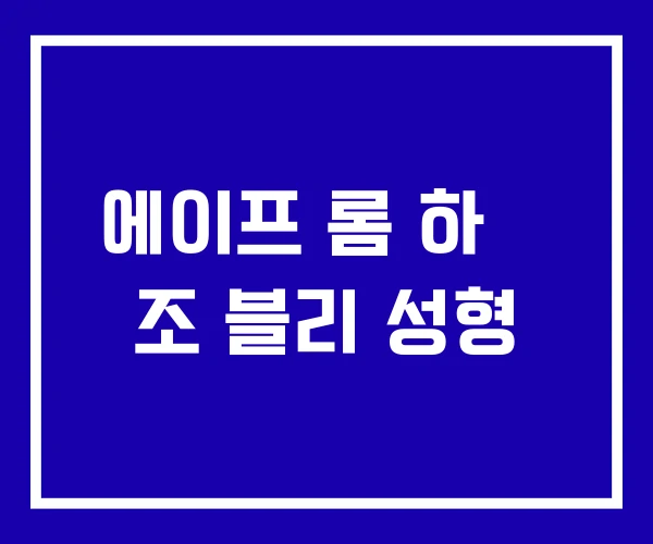 에이프 롬 하줜 조 블리 성형